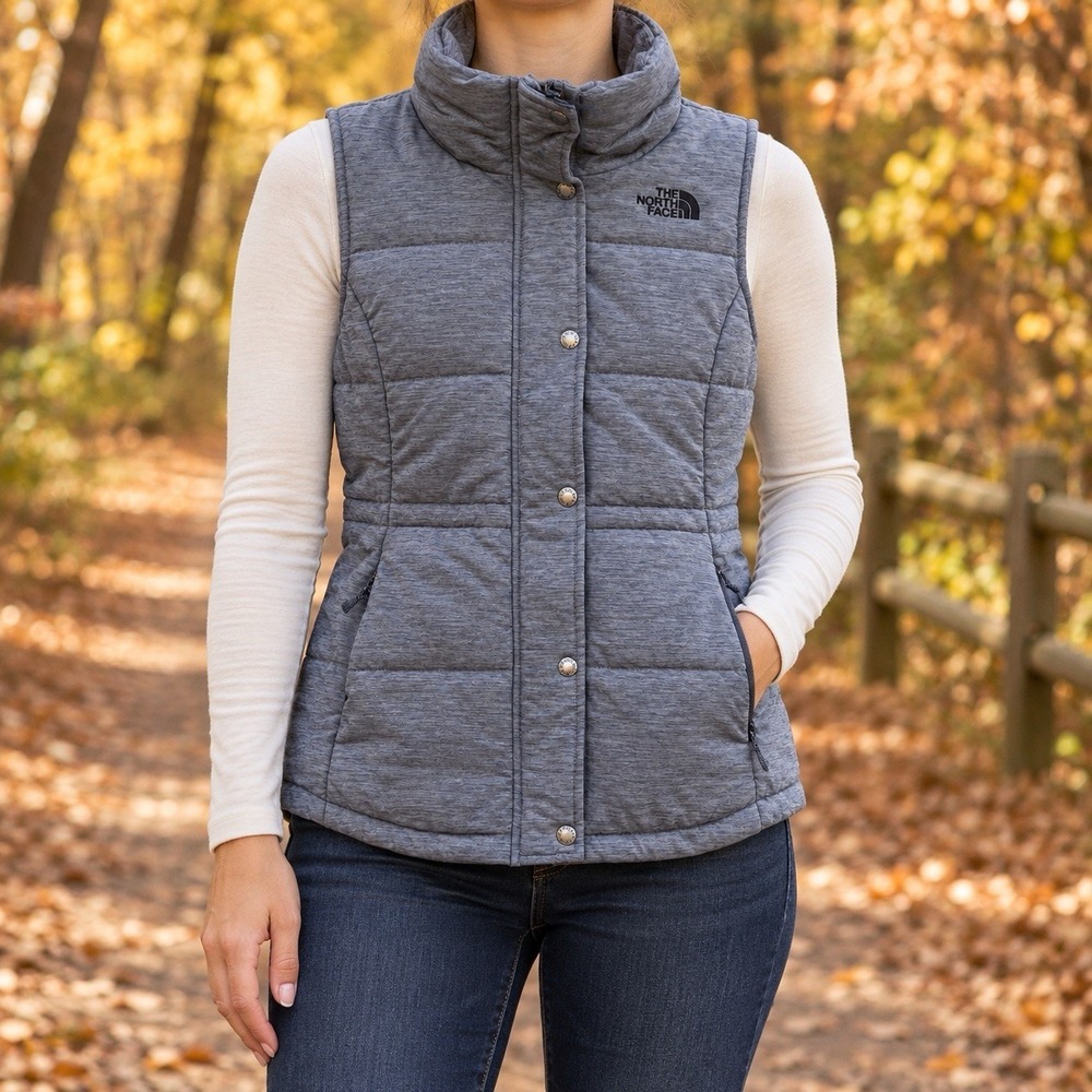 The North Face Pseudio Vest Women S/P Gray Heatseeker Insulated Full Zip